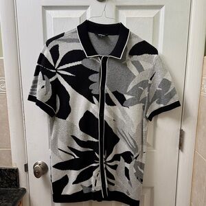 Express Black and Gray Floral Cardigan